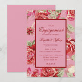Invitation du fiançailles de rose rouge (Devant / Derrière)