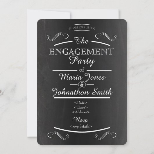 Invitation du fiançailles de typographie de tablea (Devant)