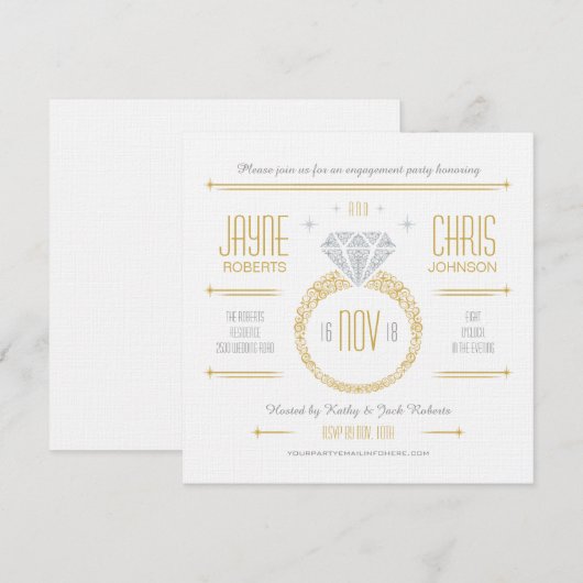 Invitation du Fiançailles d'or (Devant / Derrière)