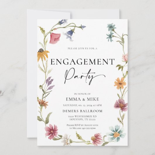 Invitation du Fiançailles Fleur sauvage Boho (Devant)