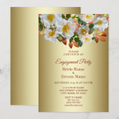 Invitation du Fiançailles Floral aux Roses blanche (Devant / Derrière)