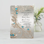 Invitation du Fiançailles Gold Blue Stone (Debout devant)