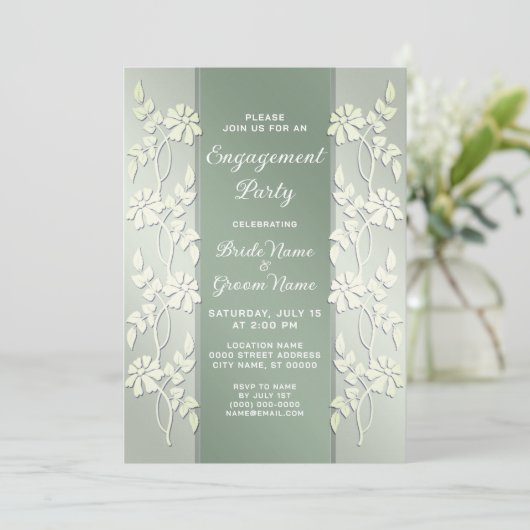 Invitation du Fiançailles jaune vert (Debout devant)