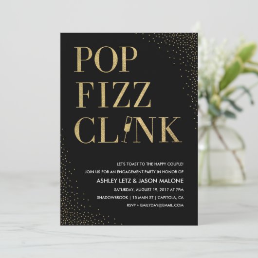 Invitation du Fiançailles Mariage Pop Fizz Clink (Debout devant)