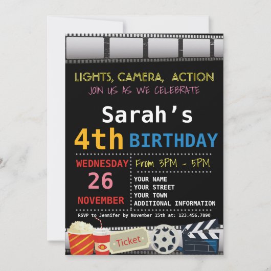 INVITATION DU FILM D'ANNIVERSAIRE (Devant)