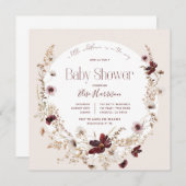 Invitation du fleur sauvage Baby shower d'automne (Devant / Derrière)