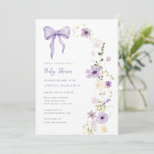 Invitation du Fleur sauvage Baby shower violet (Debout devant)
