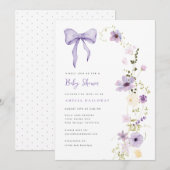 Invitation du Fleur sauvage Baby shower violet (Devant / Derrière)