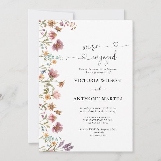 Invitation du fleur sauvage Engagement Party (Devant)