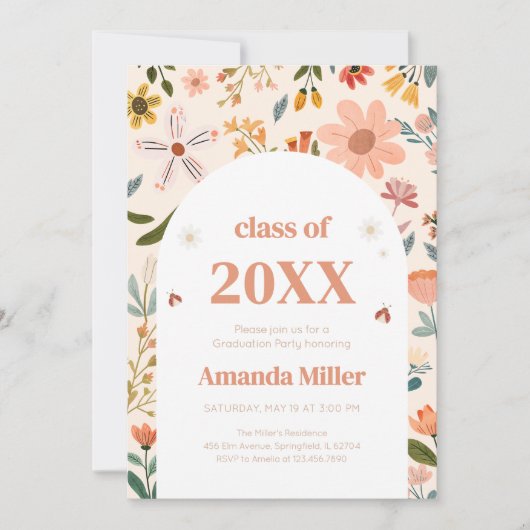 Invitation du fleur sauvage Graduation Party (Devant)