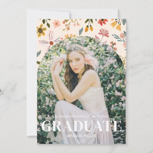 Invitation du fleur sauvage Graduation Party (Dos)