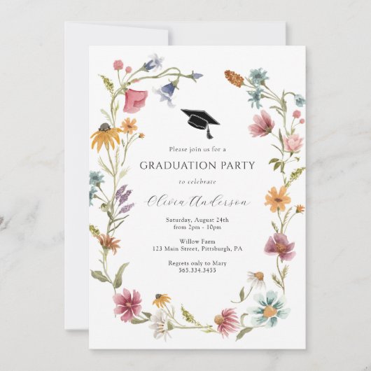 Invitation du fleur sauvage Graduation Party (Devant)