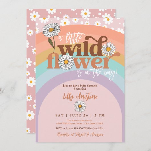 Invitation du Fleur sauvage Super Boho Baby shower (Devant / Derrière)