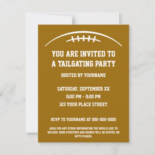 Invitation du Football Tailgating Party (Devant)