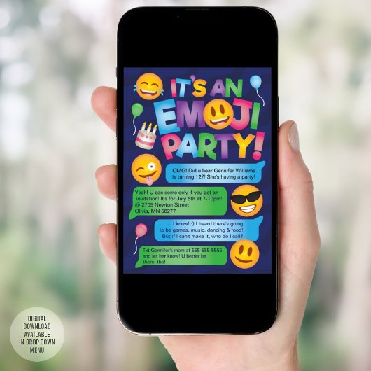Invitation du Fun Emoji Party
