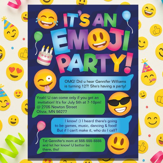 Invitation du Fun Emoji Party