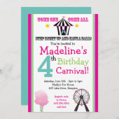 Invitation du Fun & Games Girl's Carnival Party (Devant / Derrière)