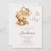 Invitation du garçon Baby shower d'ours (Devant)