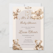 Invitation du garçon Baby shower d'ours (Devant)