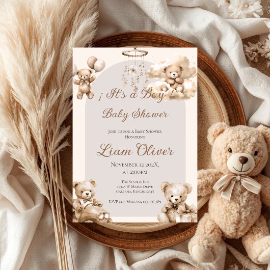 Invitation du garçon Baby shower d'ours