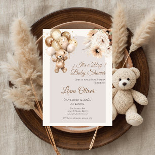 Invitation du garçon Baby shower d'ours