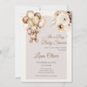 Invitation du garçon Baby shower d'ours (Devant)