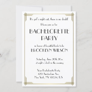 Invitation du Gatsby White Art Deco Bachelorette P