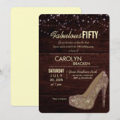 Invitation du Glam Elegant High Heels 50th Birthda (Devant / Derrière)