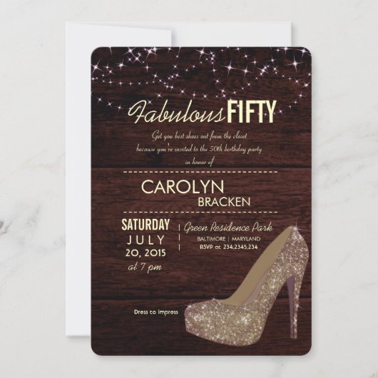 Invitation du Glam Elegant High Heels 50th Birthda (Devant)