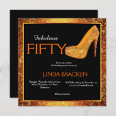 Invitation du Glam Elegant High Heels 50th Birthda (Devant / Derrière)