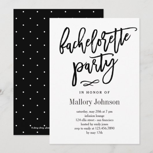 Invitation du Glimmer Bachelorette Party (Devant / Derrière)