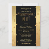 Invitation du Gold Black Confetti Engagement Party (Devant)