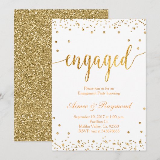 Invitation du Gold Engagement Party (Devant / Derrière)