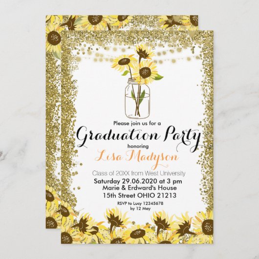 Invitation du Gold Sunflower (Devant / Derrière)