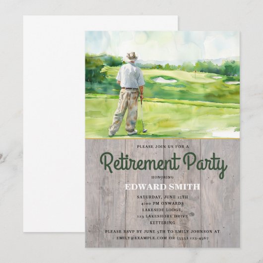 Invitation du Golfing Retirement Party (Devant / Derrière)