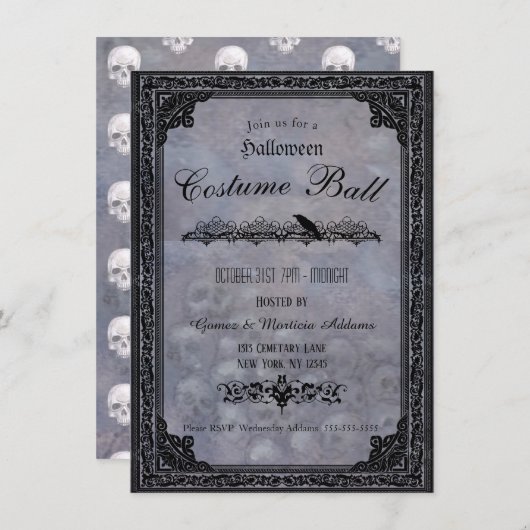 Invitation du Gothique Halloween Party (Devant / Derrière)