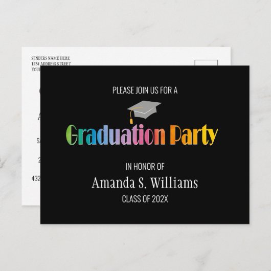Invitation du Grad Casquette Graduation Party (Devant / Derrière)