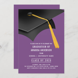 Invitation du Grad Casquette Purple Graduation Par