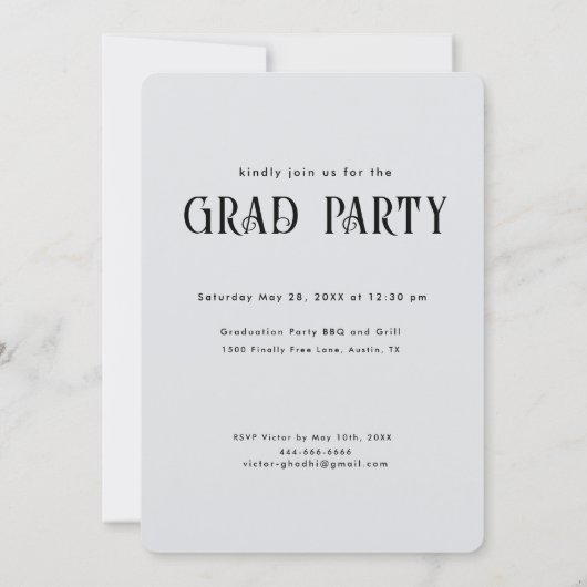 Invitation du Grad Party, Editable Grad Party (Dos)