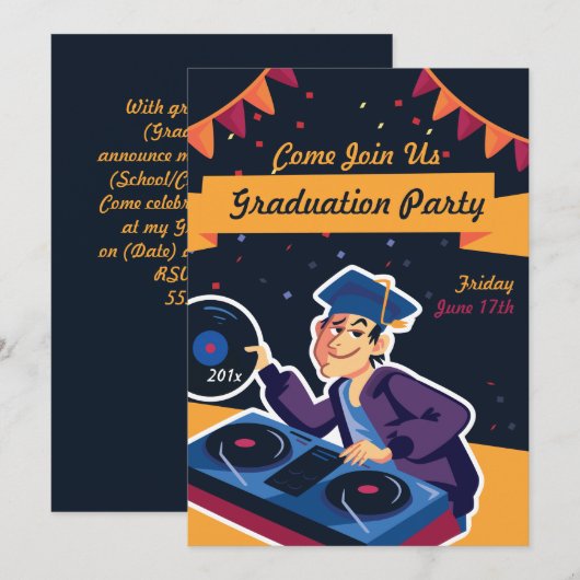 Invitation du Graduate DJ Graduate Party (Devant / Derrière)