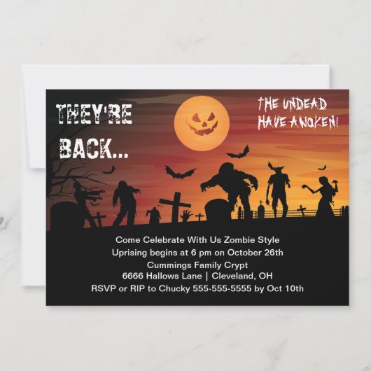 Invitation du Graveyard Zombie Halloween Party (Devant)