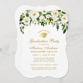 Invitation du Green Floral Gold Graduation Party (Devant / Derrière)