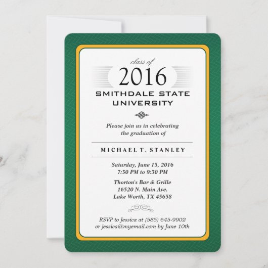 Invitation du Green & Gold Formal Graduation Party (Devant)