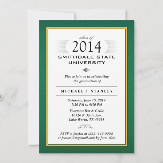 Invitation du Green & Gold Formal Graduation Party (Devant)