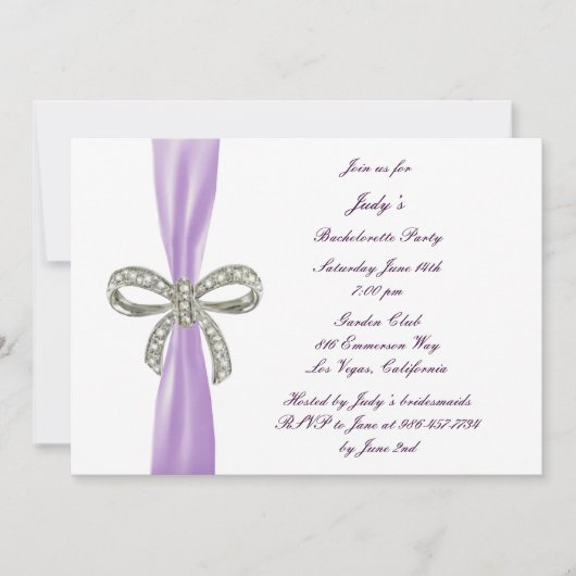 Invitation du groupe Bachelorette Bow Diamond Purp (Devant)