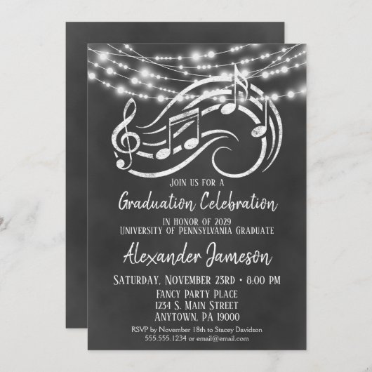 Invitation du groupe Chalkboard Music Graduation P (Devant / Derrière)