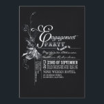 Invitation du groupe d'engagement Chalkboard<br><div class="desc">Invitation populaire à la soirée de fiançailles en tableau noir avec un design typographique vintage unique et charmant.</div>