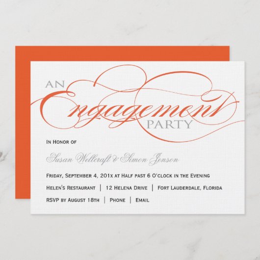 Invitation du groupe d'engagement Orange Script (Devant / Derrière)