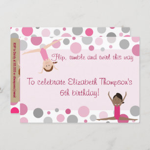 Invitation du Gymnastique Party Pink and Grey