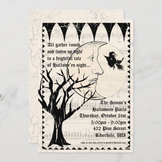 Invitation du Halloween Gothic Party (Devant / Derrière)